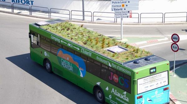 Автобус с растениями на крыше
